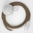 Napájací kábel pre podlahovú lampu, RS82 Hnedý bavlneno - ľanový 3 m. Vyberte si farbu zástrčky a vypínača.