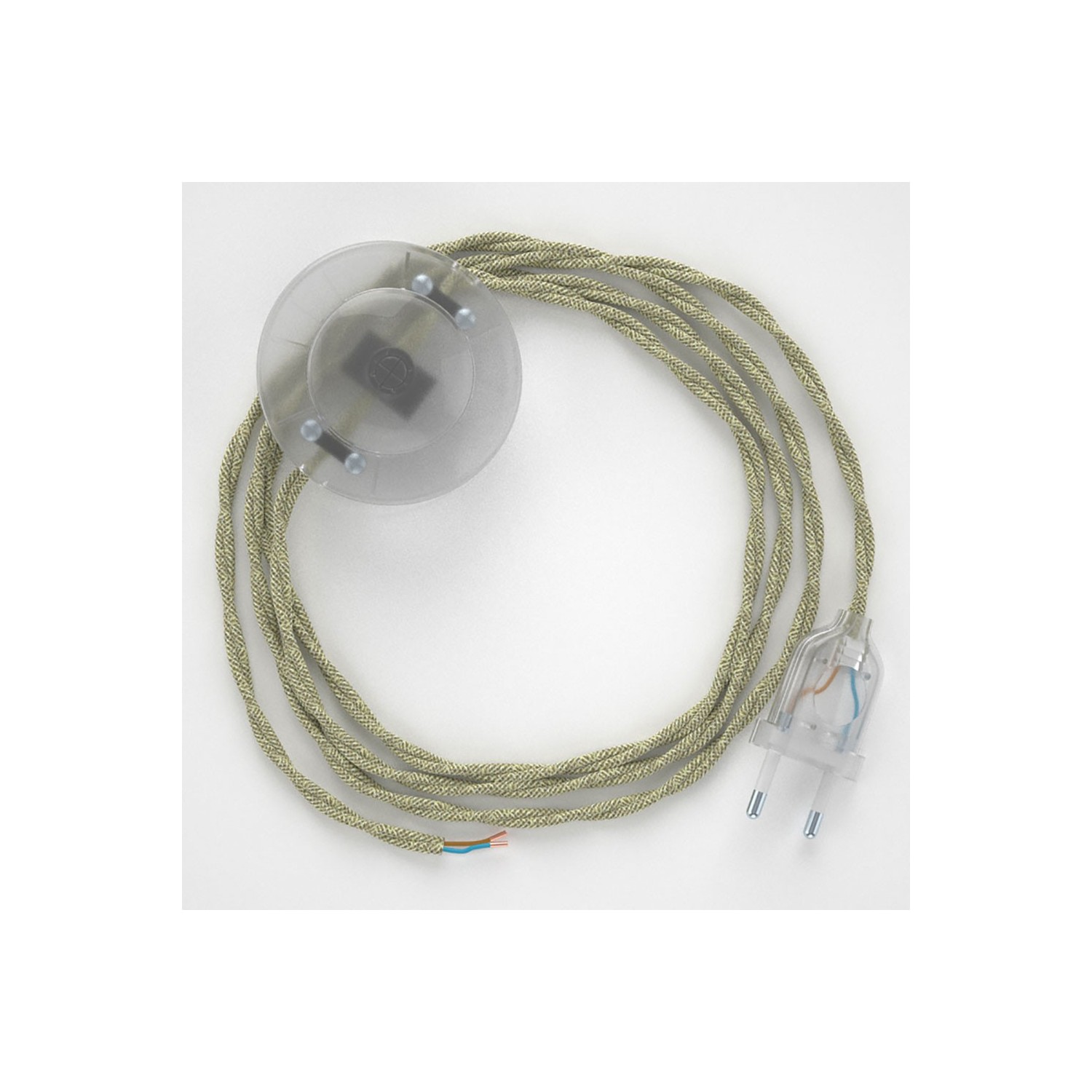 Napájací kábel pre podlahovú lampu, TN01 Prírodný ľanový 3 m. Vyberte si farbu zástrčky a vypínača.