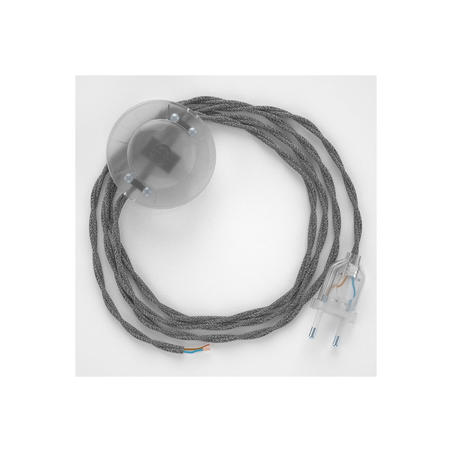 Napájací kábel pre podlahovú lampu, TN02 Šedý ľanový 3 m. Vyberte si farbu zástrčky a vypínača.