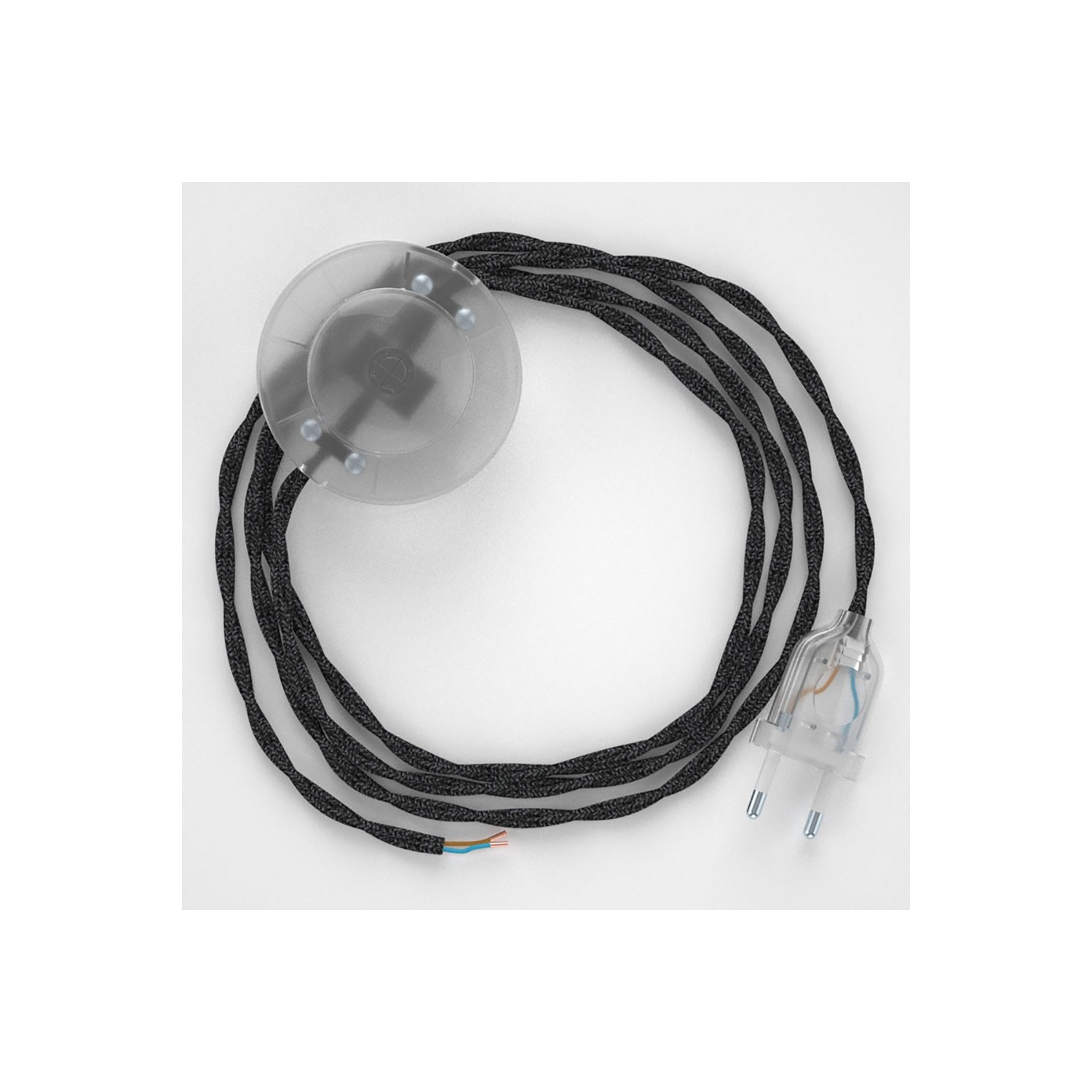 Napájací kábel pre podlahovú lampu, TN03 Antracitový ľanový 3 m. Vyberte si farbu zástrčky a vypínača.