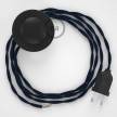 Napájací kábel pre podlahovú lampu, TM20 Tmavo modrý hodvábny 3 m. Vyberte si farbu zástrčky a vypínača.