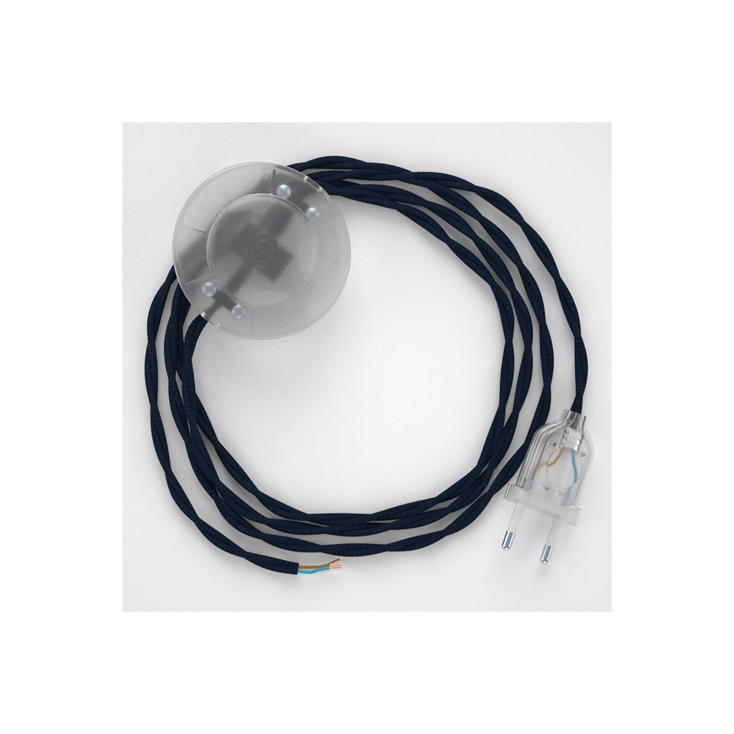 Napájací kábel pre podlahovú lampu, TM20 Tmavo modrý hodvábny 3 m. Vyberte si farbu zástrčky a vypínača.