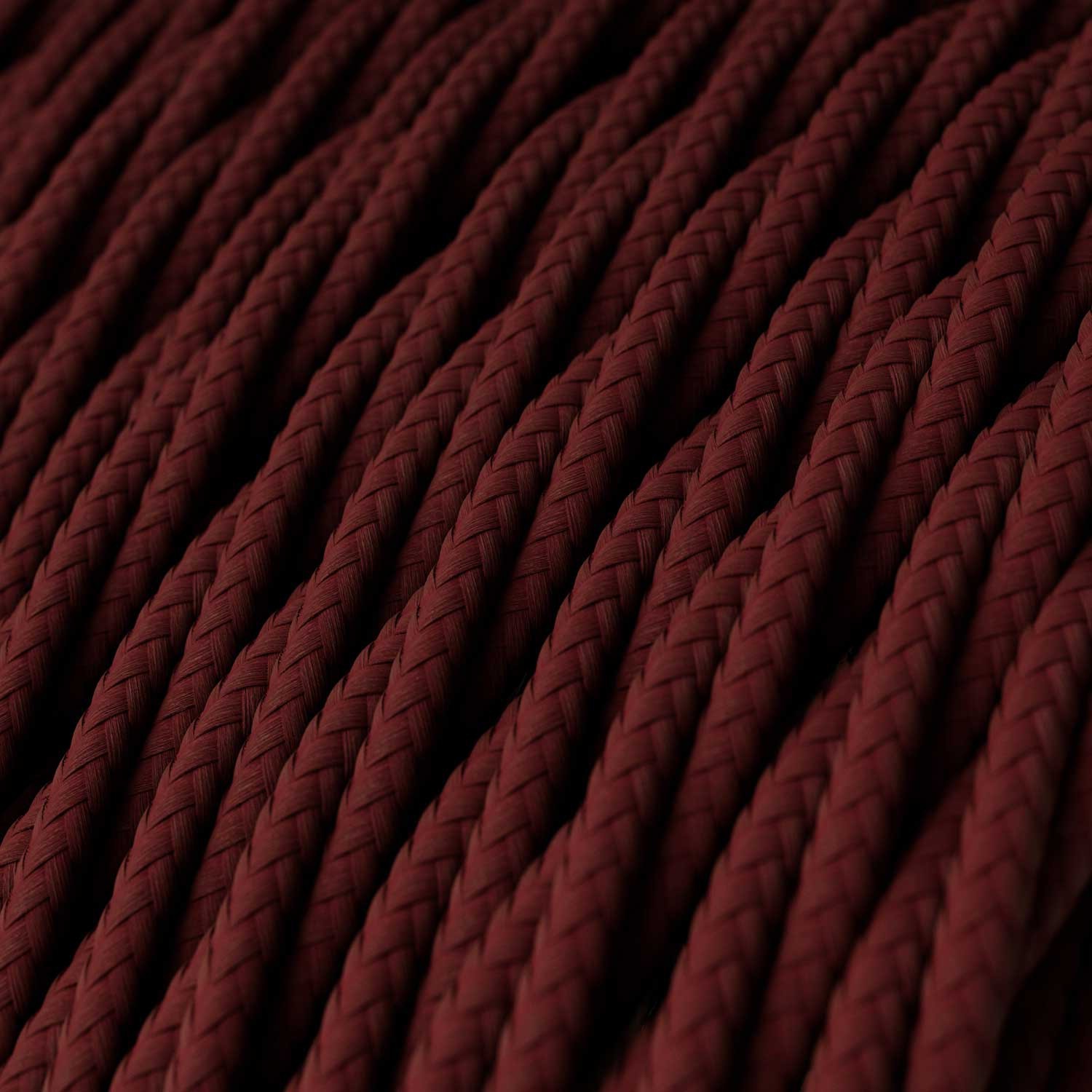 Stočený textilný elektrický kábel, umelý hodváb, jednofarebný, TM19 Bordová