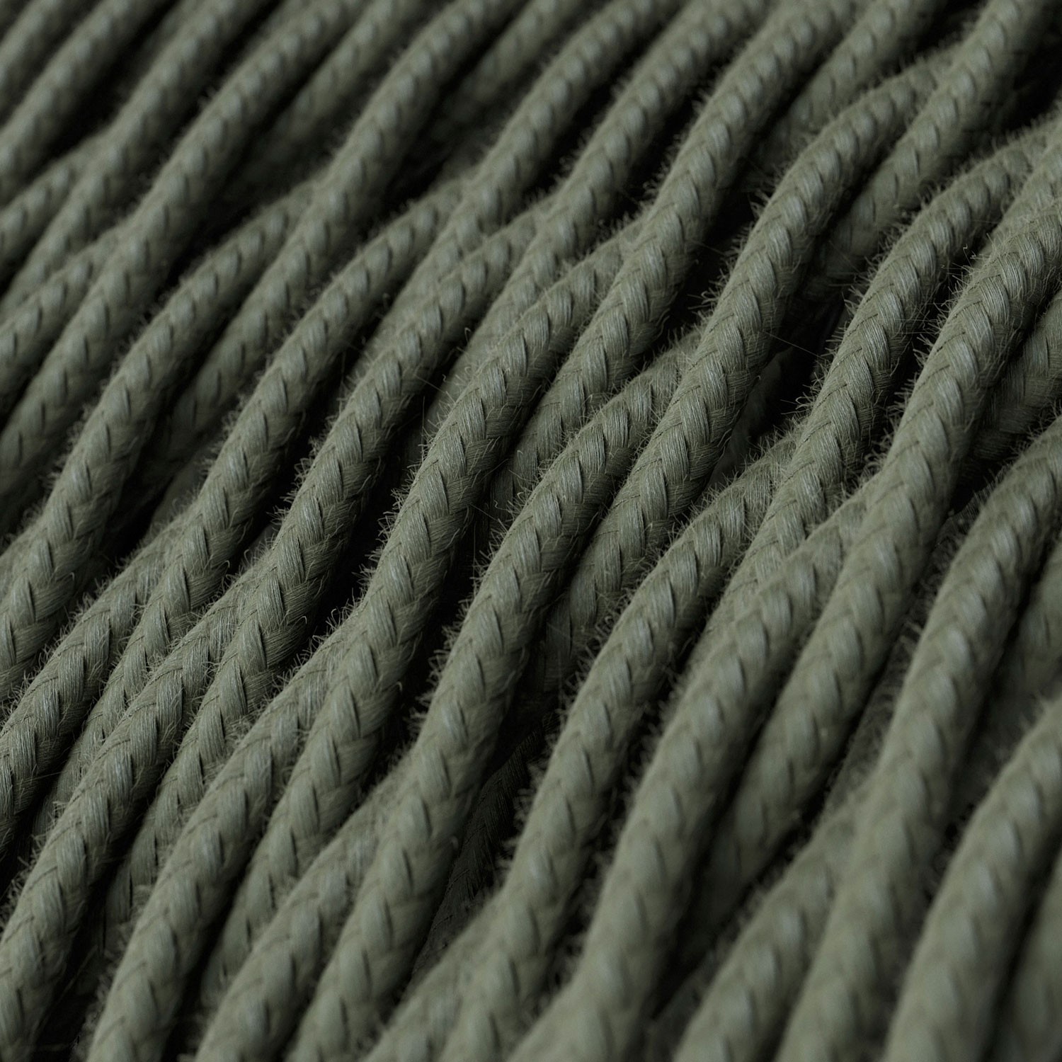 Stočený textilný elektrický kábel, bavlna, jednofarebný, TC63 Zelemo šedá