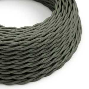 Stočený textilný elektrický kábel, bavlna, jednofarebný, TC63 Zelemo šedá