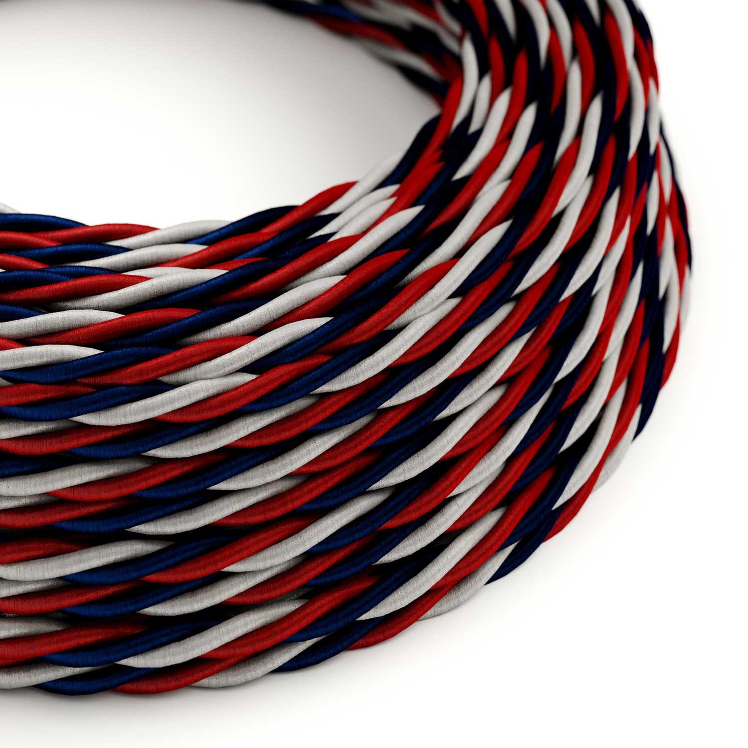 Stočený textilný elektrický kábel, umelý hodváb, trojfarebný, "Slovensko"