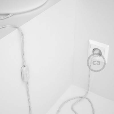 Napájací kábel pre stolnú lampu, TC01 Biely bavlnený 1,80 m. Vyberte si farbu zástrčky a vypínača.