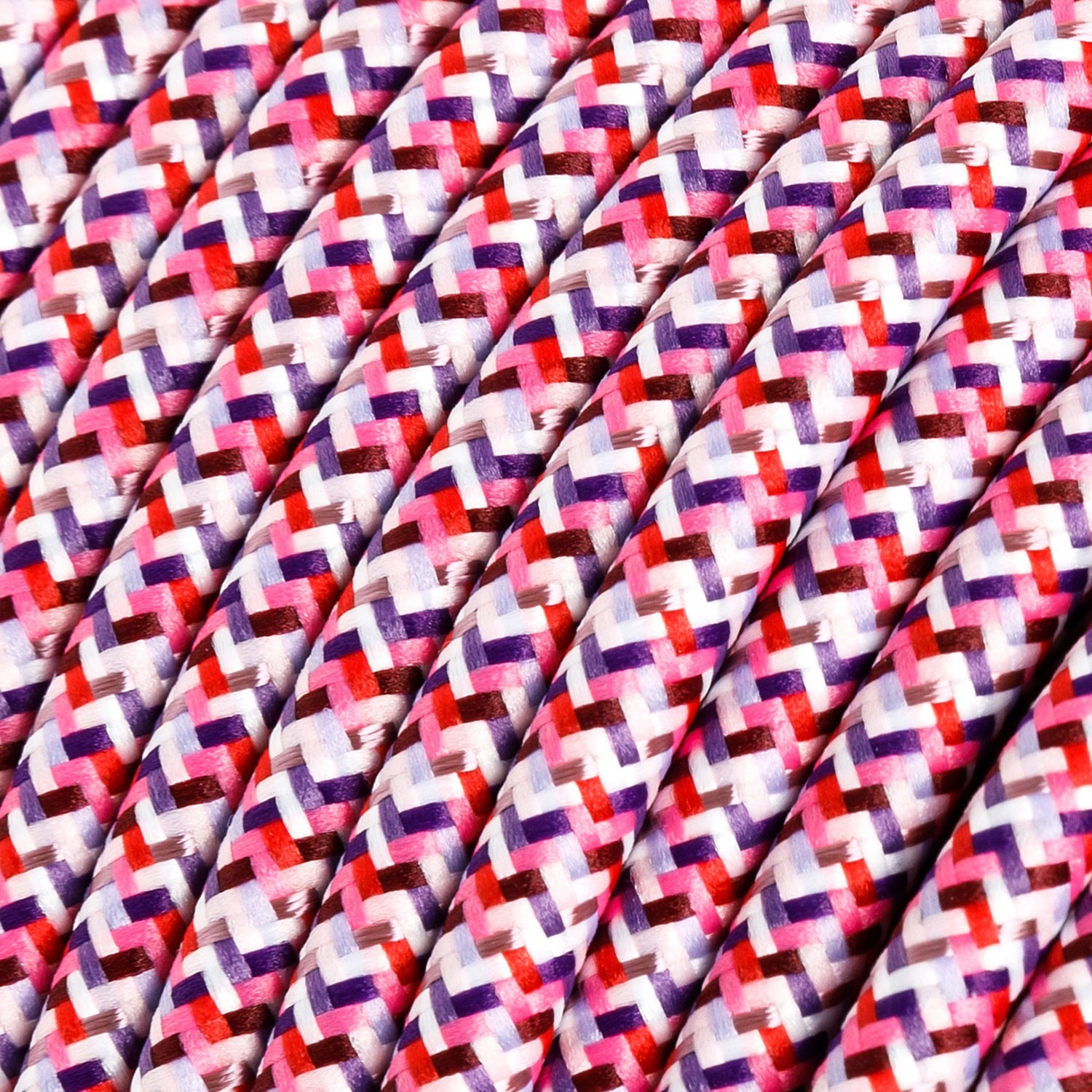 Okrúhly textilný elektrický kábel, umelý hodváb, pixelovaný, RX00 Pixel fuchsiová