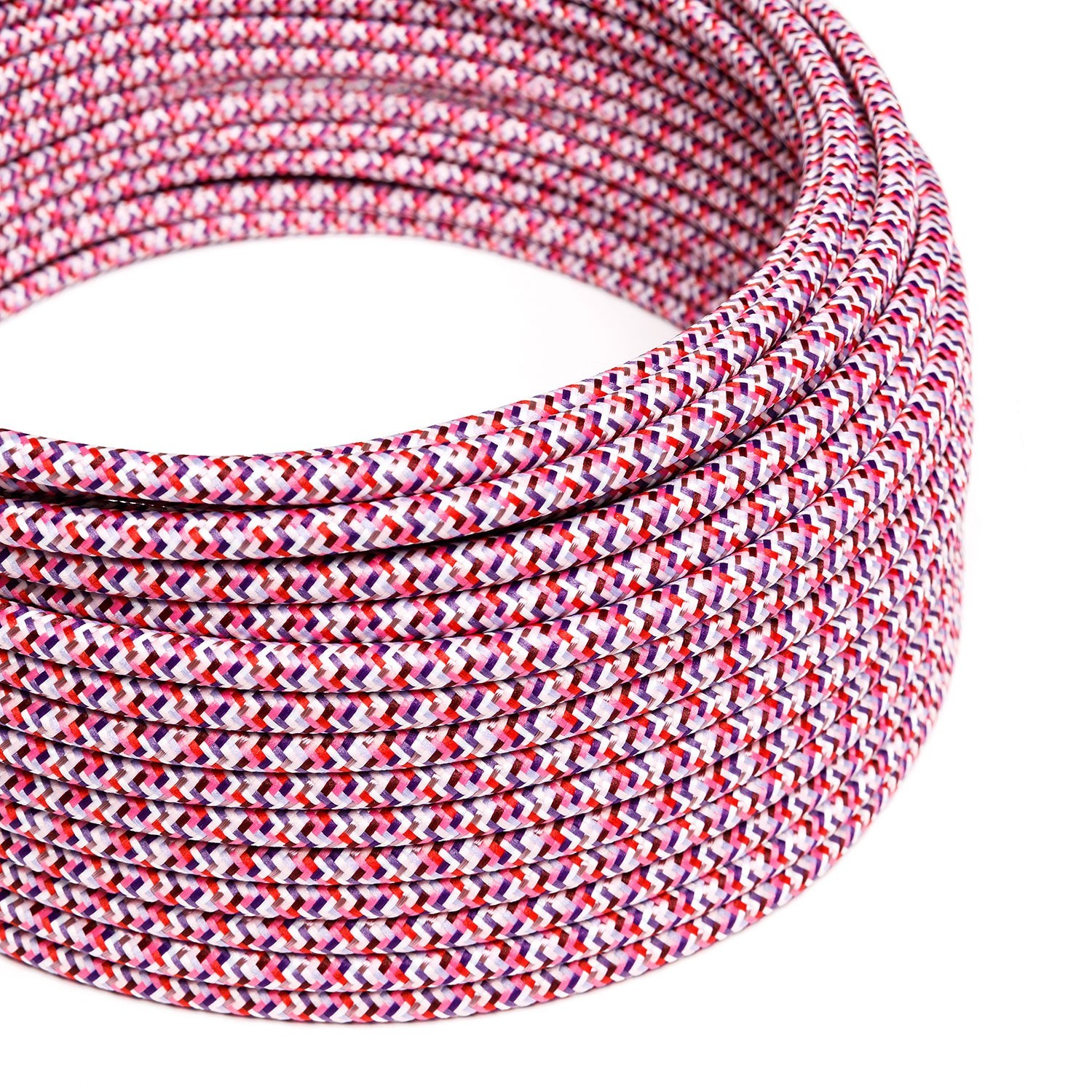 Okrúhly textilný elektrický kábel, umelý hodváb, pixelovaný, RX00 Pixel fuchsiová