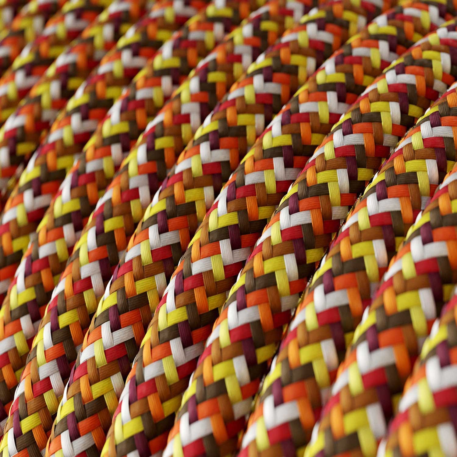 Okrúhly textilný elektrický kábel, umelý hodváb, pixelovaný, RX01 Pixel oranžová