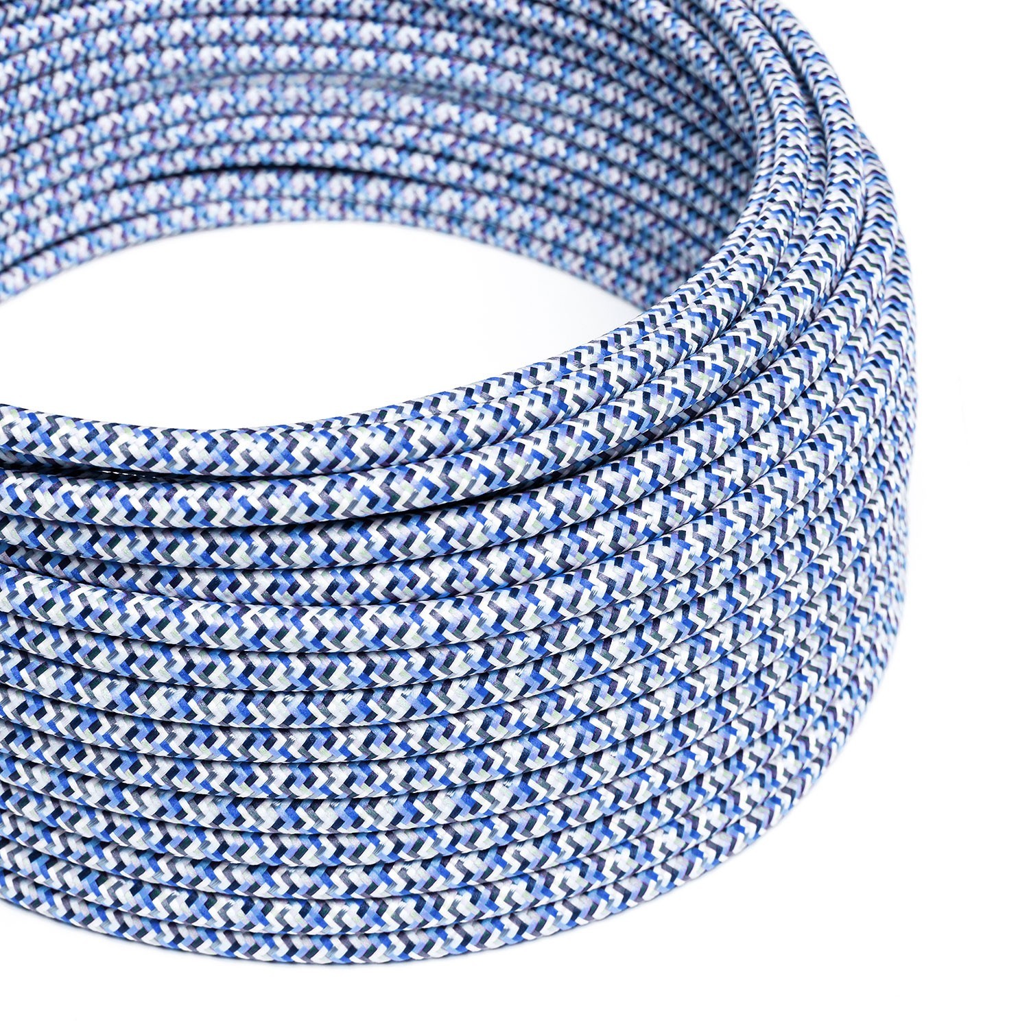 Okrúhly textilný elektrický kábel, umelý hodváb, pixelovaný, RX03 Pixel tyrkysová