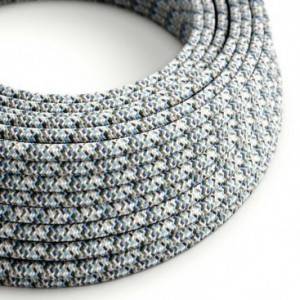 Okrúhly textilný elektrický kábel, umelý hodváb, pixelovaný, RX04 Pixel ľadová