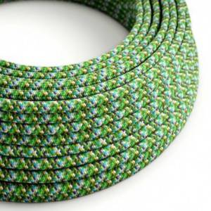 Okrúhly textilný elektrický kábel, umelý hodváb, pixelovaný, RX05 Pixel zelená