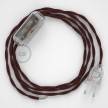 Napájací kábel pre stolnú lampu, TM19 Bordový hodvábny 1,80 m. Vyberte si farbu zástrčky a vypínača.