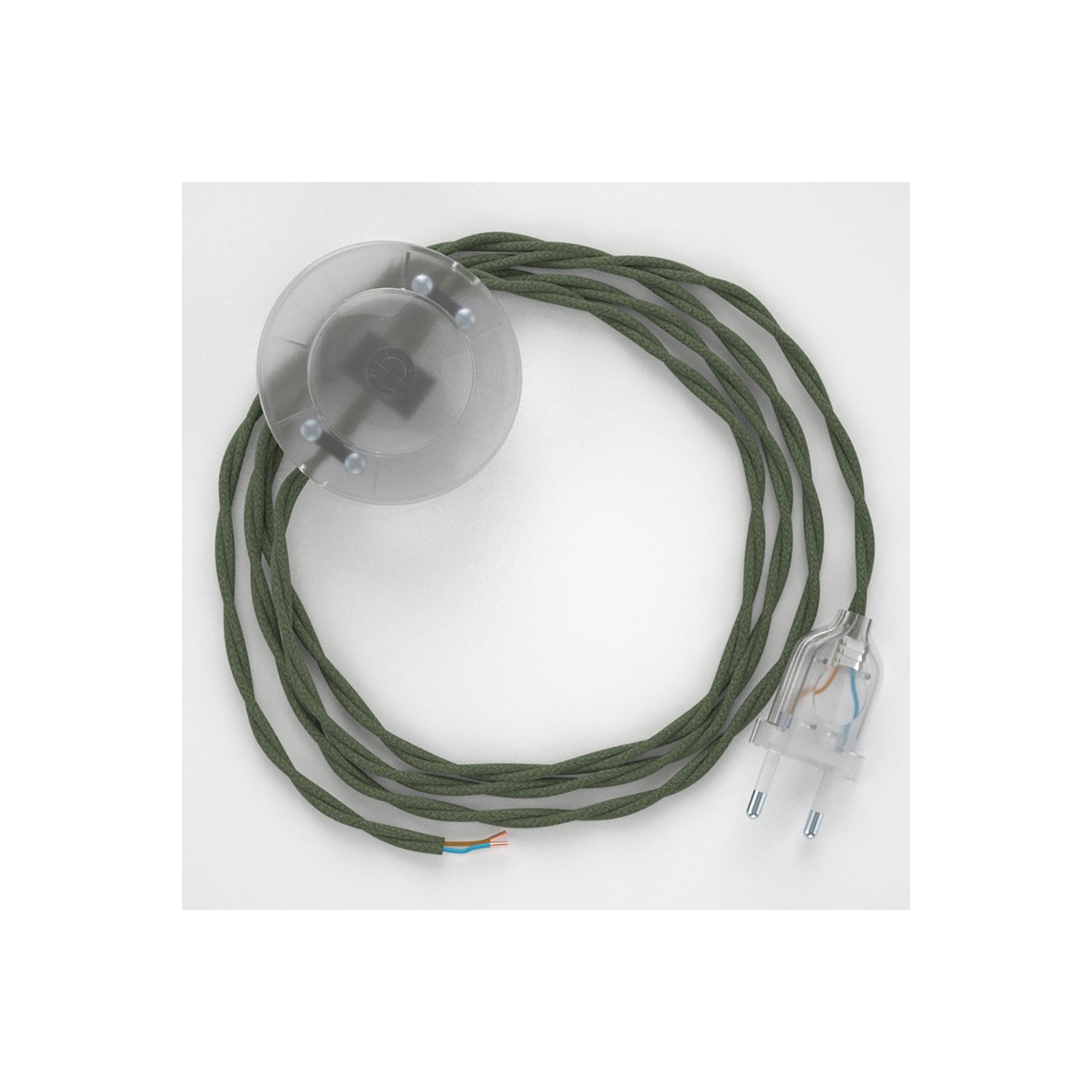 Napájací kábel pre podlahovú lampu, TC63 Zeleno - šedý bavlnený 3 m. Vyberte si farbu zástrčky a vypínača.