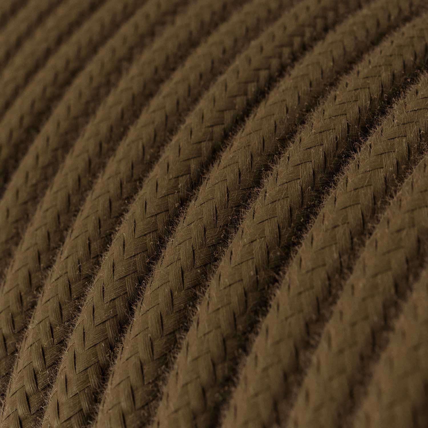 Okrúhly textilný elektrický kábel, bavlna, jednofarebný, RC13 Hnedá
