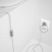 Napájací kábel pre stolnú lampu, RC01 Biely bavlnený 1,80 m. Vyberte si farbu zástrčky a vypínača.