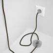 Napájací kábel pre podlahovú lampu, RC13 Hnedý bavlnený 3 m. Vyberte si farbu zástrčky a vypínača.