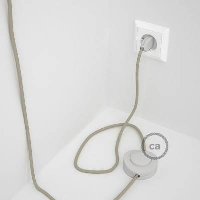 Napájací kábel pre podlahovú lampu, RC43 Holubicovo krémový bavlnený 3 m. Vyberte si farbu zástrčky a vypínača.