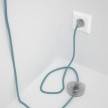 Napájací kábel pre podlahovú lampu, RC53 Oceánovomodrý bavlnený 3 m. Vyberte si farbu zástrčky a vypínača.