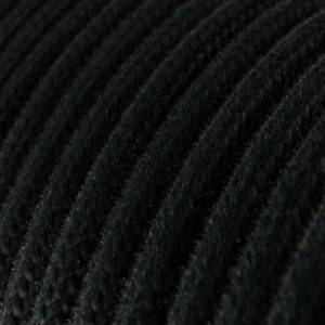 Okrúhly textilný elektrický kábel, bavlna, jednofarebný, RC04 Čierna