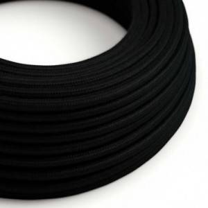 Okrúhly textilný elektrický kábel, bavlna, jednofarebný, RC04 Čierna
