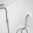 Napájací kábel pre stolnú lampu, RC04 Čierny bavlnený 1,80 m. Vyberte si farbu zástrčky a vypínača.
