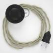 Napájací kábel pre podlahovú lampu, TC43 Holubicovo krémový bavlnený 3 m. Vyberte si farbu zástrčky a vypínača.