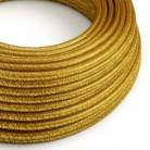 Okrúhly textilný elektrický kábel - lesklý, umelý hodváb, jednofarebný, RL05 Zlatá