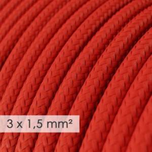 Textilný elektrický kábel so širším priemerom 3x1,50 - okrúhly - hodváb RM09 červený