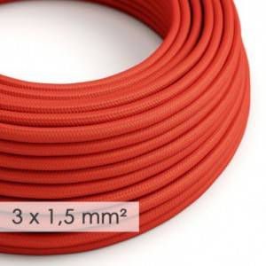 Textilný elektrický kábel so širším priemerom 3x1,50 - okrúhly - hodváb RM09 červený