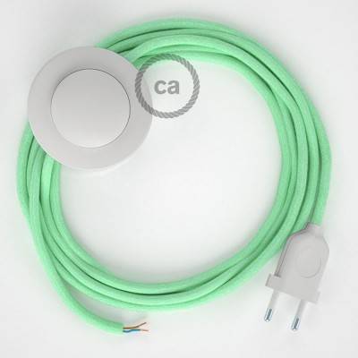 Napájací kábel pre podlahovú lampu, RC34 Mliečno - mätový bavlnený 3 m. Vyberte si farbu zástrčky a vypínača.