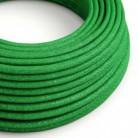 Okrúhly textilný elektrický kábel - lesklý, umelý hodváb, jednofarebný, RL06 Zelená