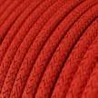 Okrúhly textilný elektrický kábel - lesklý, umelý hodváb, jednofarebný, RL09 Červená
