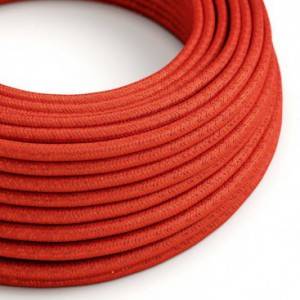 Okrúhly textilný elektrický kábel - lesklý, umelý hodváb, jednofarebný, RL09 Červená