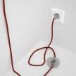 Napájací kábel pre podlahovú lampu, RL09 Červený hodvábny 3 m. Vyberte si farbu zástrčky a vypínača.
