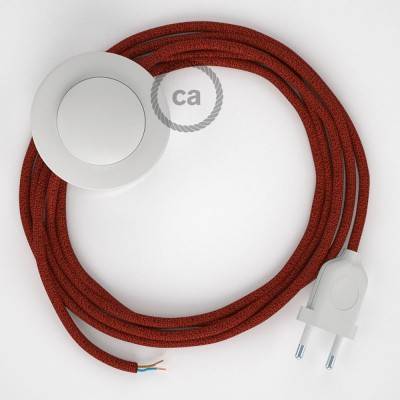 Napájací kábel pre podlahovú lampu, RL09 Červený hodvábny 3 m. Vyberte si farbu zástrčky a vypínača.