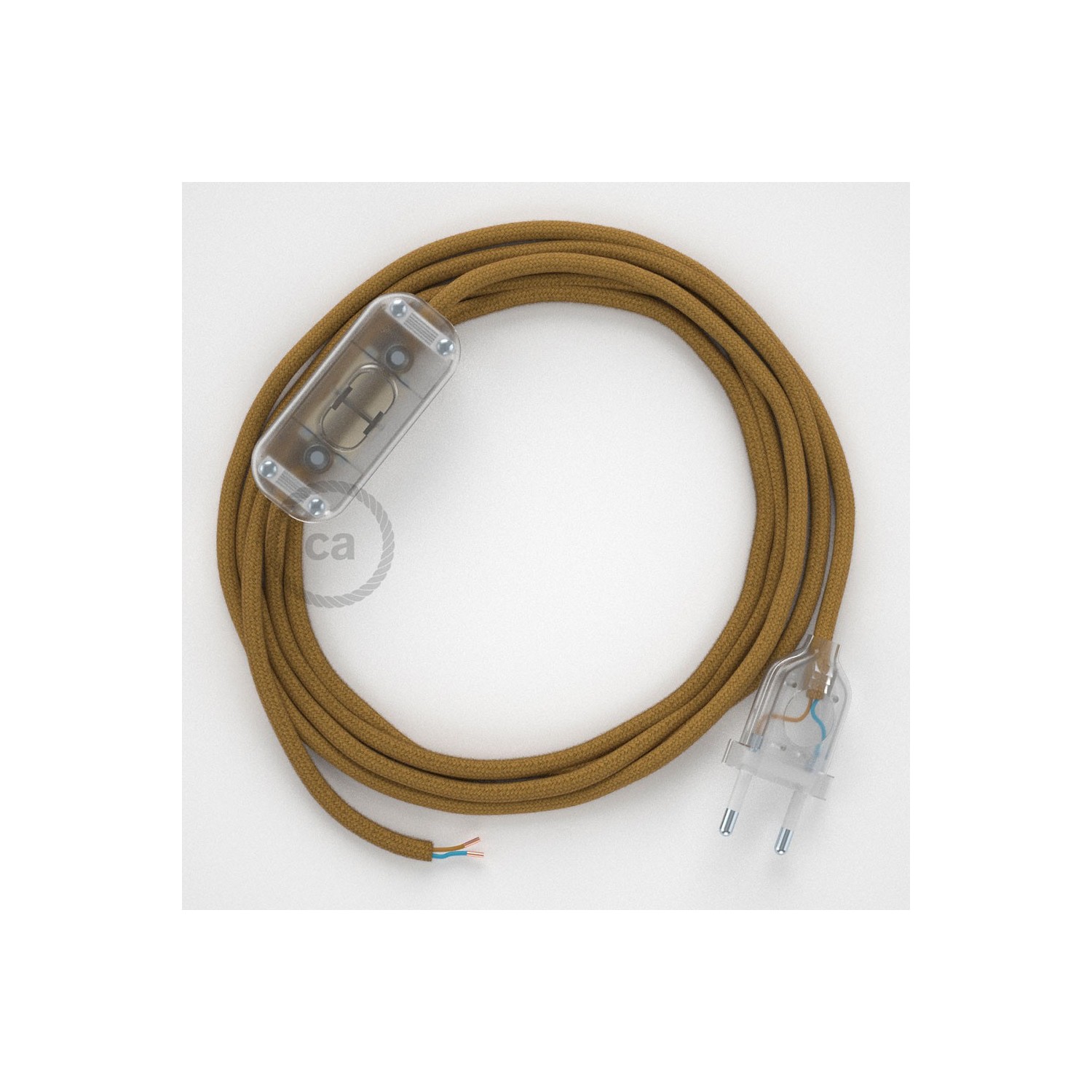 Napájací kábel pre stolnú lampu, RC31 Medový bavlnený 1,80 m. Vyberte si farbu zástrčky a vypínača.
