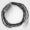 Napájací kábel pre stolnú lampu, TM26 Tmavo šedý hodvábny 1,80 m. Vyberte si farbu zástrčky a vypínača.