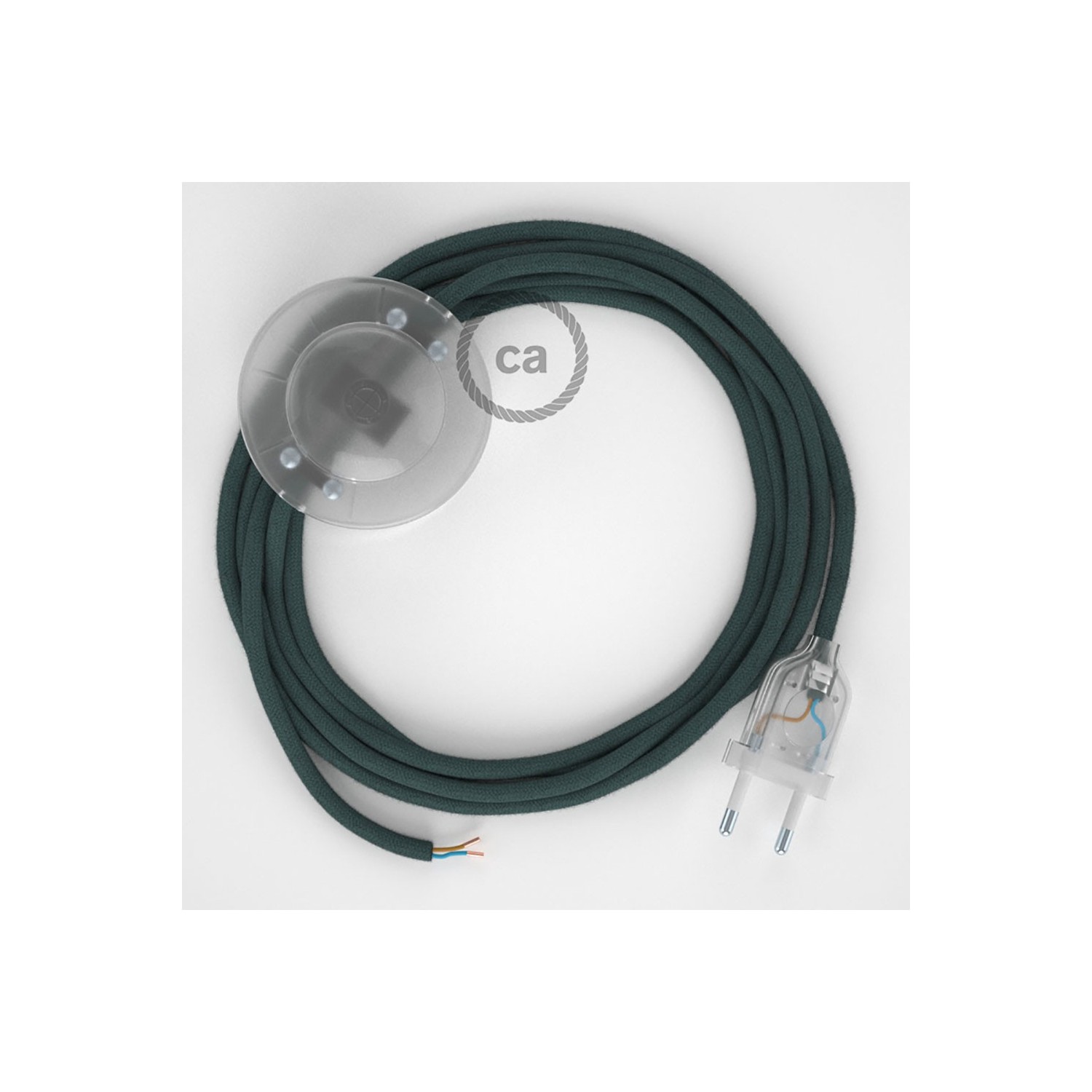 Napájací kábel pre podlahovú lampu, RC30 Kamenno šedý bavlnený 3 m. Vyberte si farbu zástrčky a vypínača.