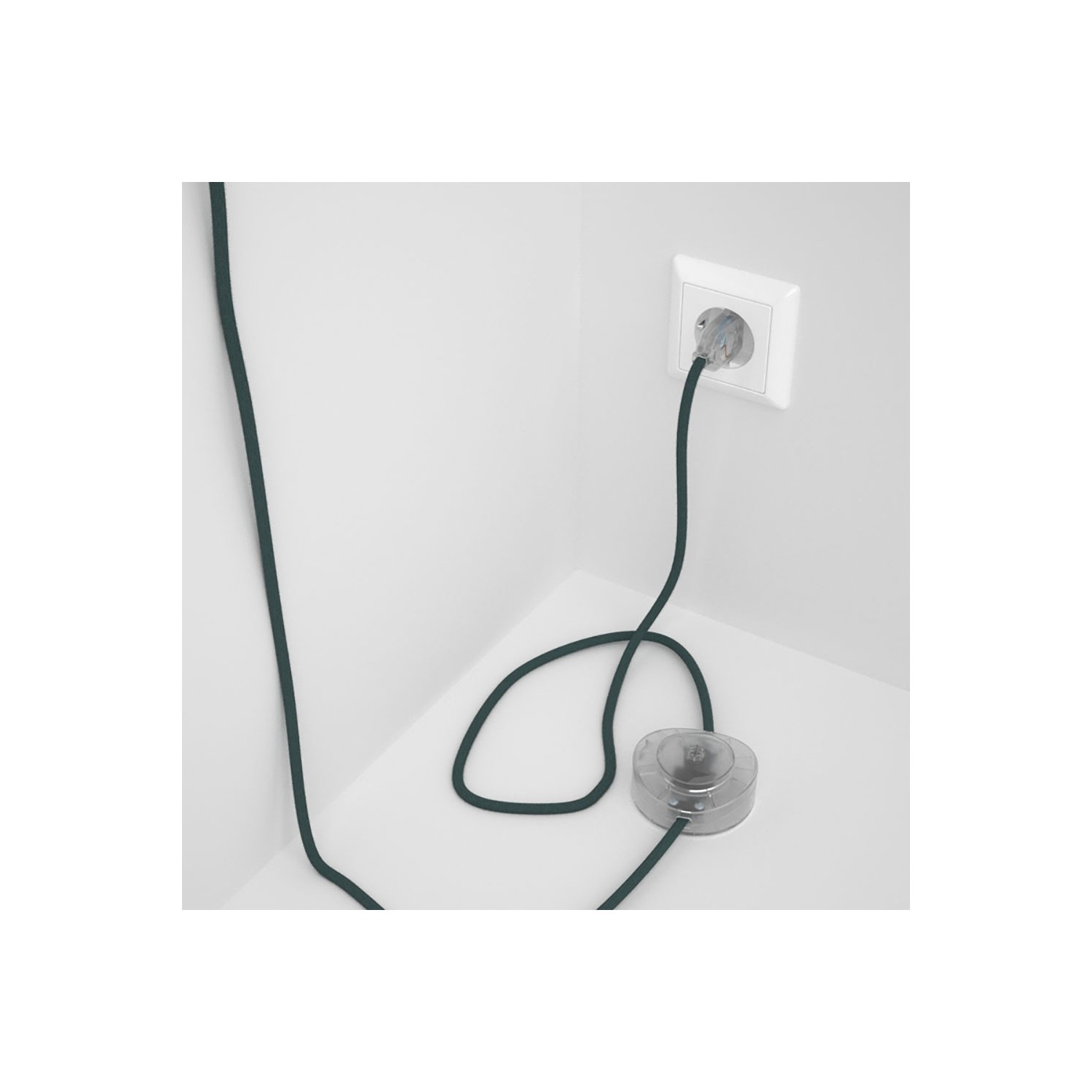 Napájací kábel pre podlahovú lampu, RC30 Kamenno šedý bavlnený 3 m. Vyberte si farbu zástrčky a vypínača.
