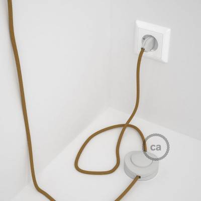Napájací kábel pre podlahovú lampu, RC31 Medový bavlnený 3 m. Vyberte si farbu zástrčky a vypínača.