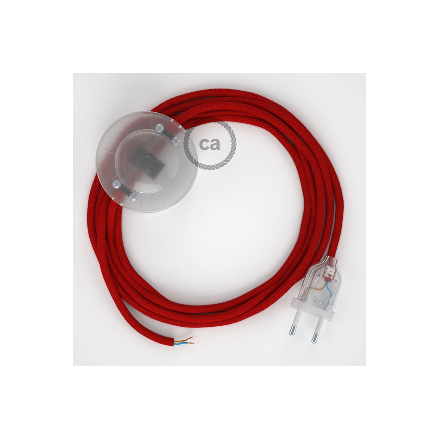 Napájací kábel pre podlahovú lampu, RC35 Ohnivo - červený bavlnený 3 m. Vyberte si farbu zástrčky a vypínača.