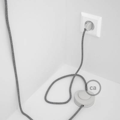 Napájací kábel pre podlahovú lampu, RD65 Kosoštvorcový modrý bavlneno - ľanový 3 m. Vyberte si farbu zástrčky a vypínača.