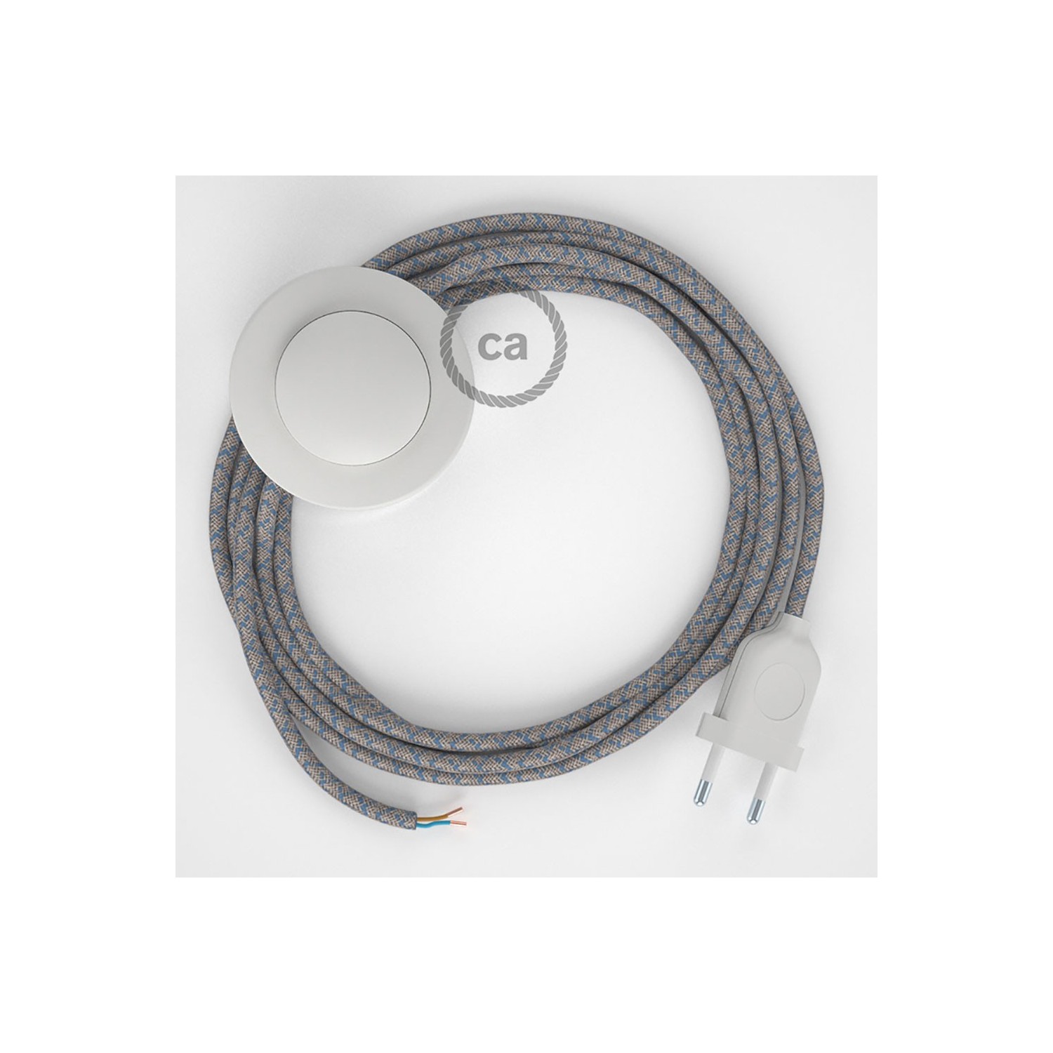 Napájací kábel pre podlahovú lampu, RD65 Kosoštvorcový modrý bavlneno - ľanový 3 m. Vyberte si farbu zástrčky a vypínača.