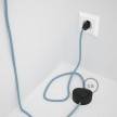 Napájací kábel pre podlahovú lampu, RD75 Cik - cak modrý bavlneno - ľanový 3 m. Vyberte si farbu zástrčky a vypínača.