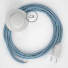 Napájací kábel pre podlahovú lampu, RD75 Cik - cak modrý bavlneno - ľanový 3 m. Vyberte si farbu zástrčky a vypínača.