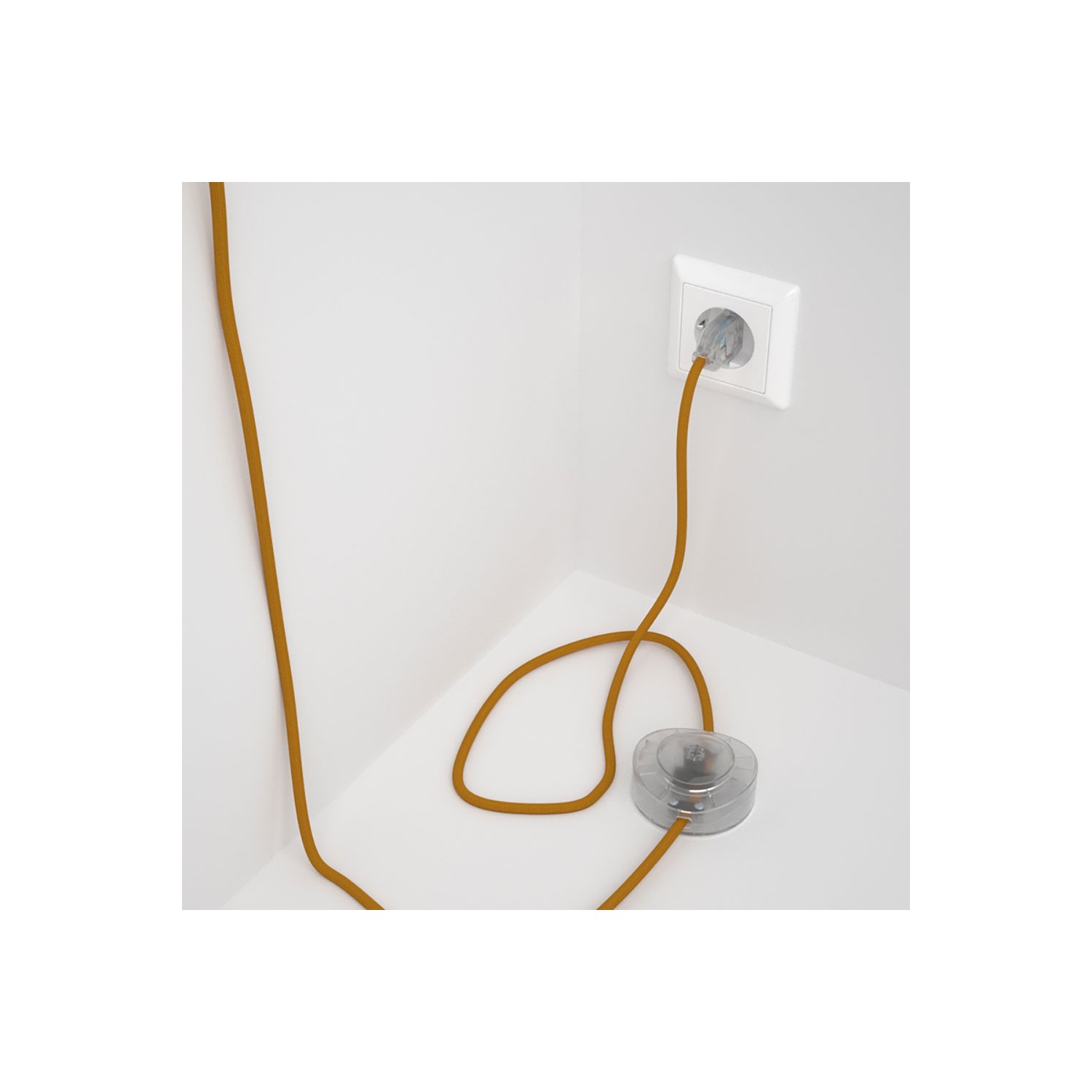 Napájací kábel pre podlahovú lampu, RM25 Horčicový hodvábny 3 m. Vyberte si farbu zástrčky a vypínača.