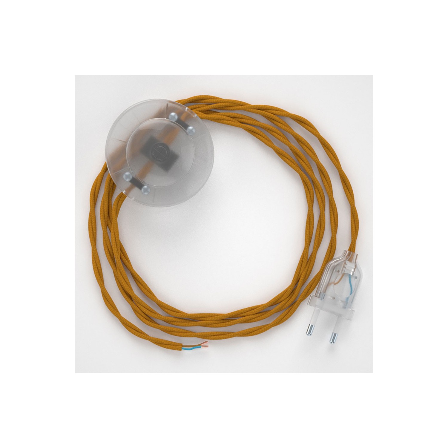 Napájací kábel pre podlahovú lampu, TM25 Horčicový hodvábny 3 m. Vyberte si farbu zástrčky a vypínača.