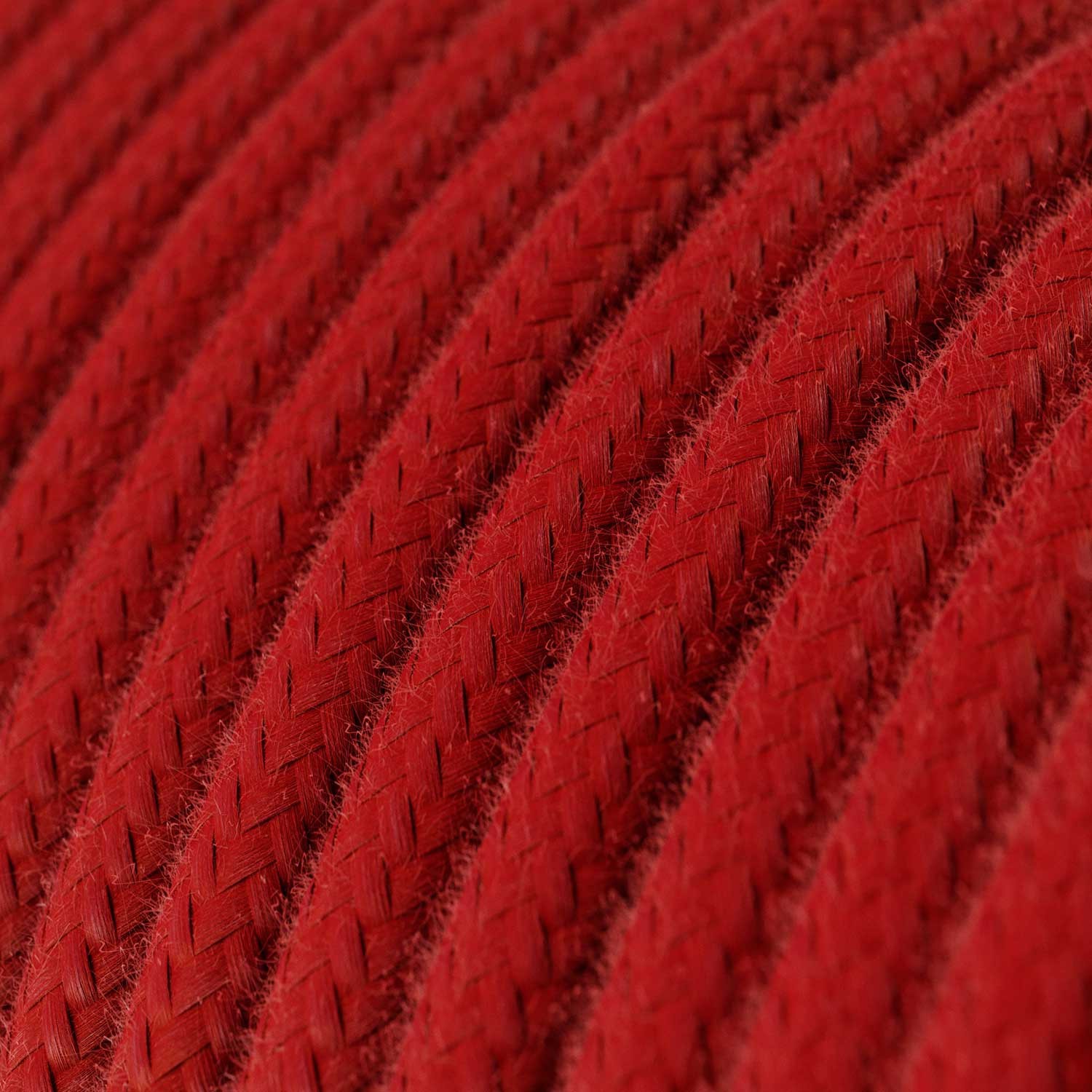 Okrúhly textilný elektrický kábel, bavlna, jednofarebný, RC35 Ohnivo červená